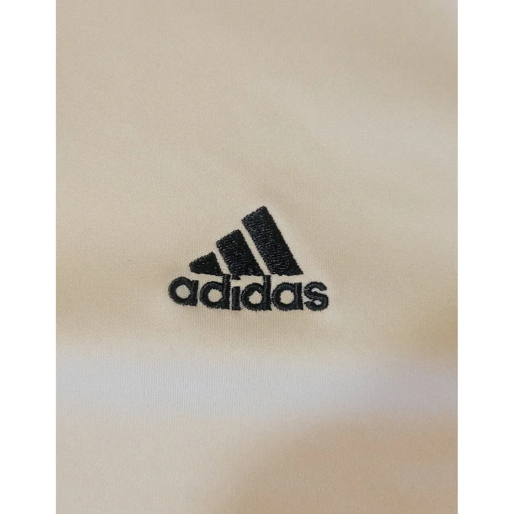 Adidas Clima365 Mens Polo Shirt Large White Blue ClimaCool Golf Athletic Tee